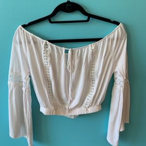 Off the shoulder white crop top